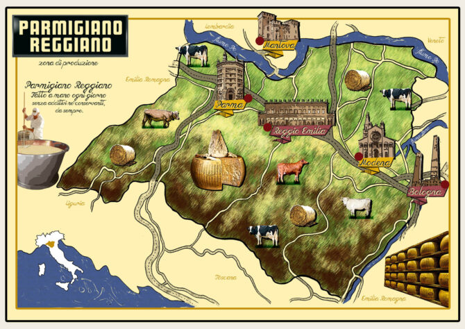 Map of parmigiano reggiano dop